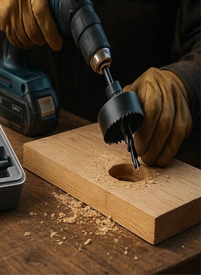 WULF Professional Hole Saw Set (18 Pcs) | High Carbon Steel Hole Cutter Kit for Wood, Plastic & Metal | Ideal for Cutting Corn Hole Boards, Air Ducts, Ceiling Lights, Speakers & Carpentry Work - Image 5